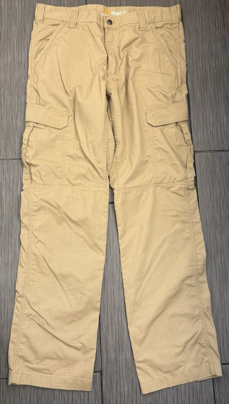 Carhartt Force Relaxed Fit Cargo Men 36x34 (34x32) Khaki Tan Ripstop Work Pants